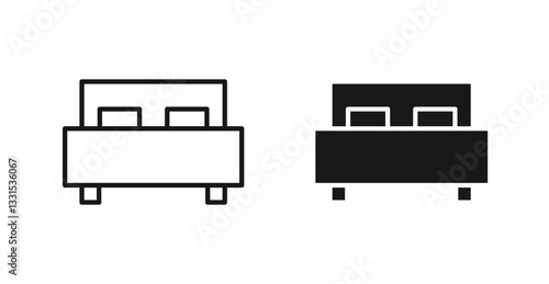 Bed vector icon set in black color.