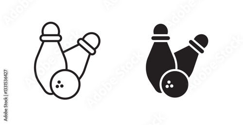 Bowling vector icon set in black color.