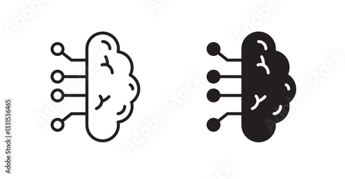 Brain circuit vector icon set in black color.