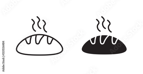 Bread vector icon set in black color.