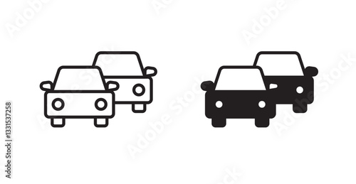 Car crash vector icon set in black color.