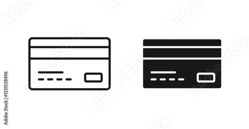 Credit card vector icon set in black color.