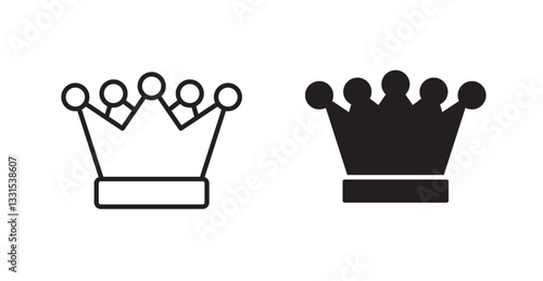 Crown vector icon set in black color.