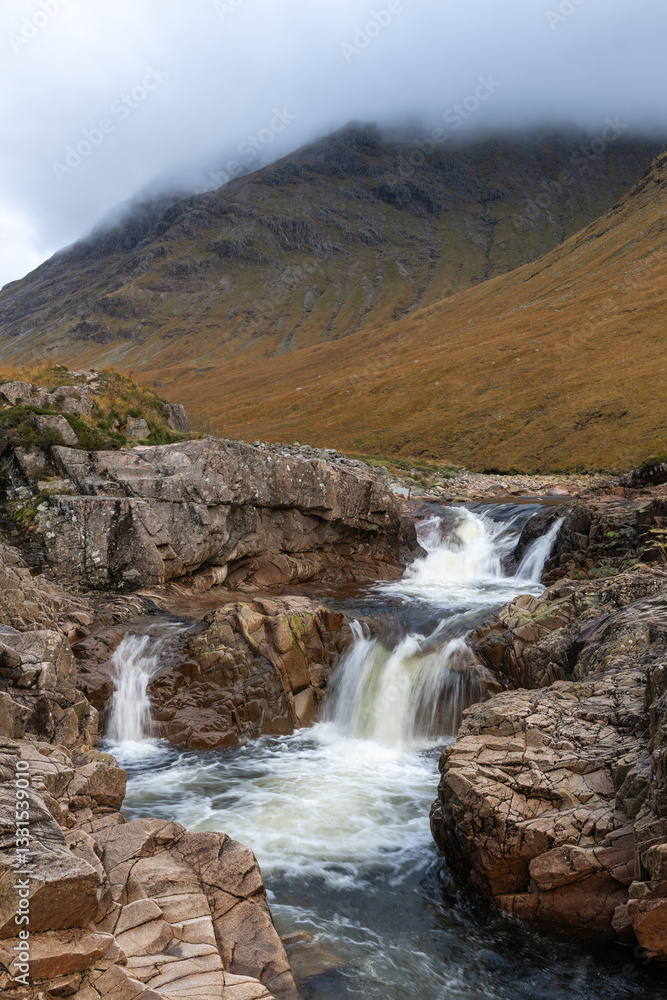 Fototapeta premium Waterfall on the River Etive, Glen Etive, Highlands, Scotland