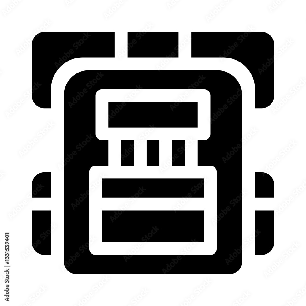 Backpack with Sleeping Bag glyph icon Backpack with Sleeping Bag glyph icon