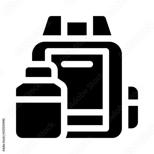 Backpack with Water Bottle glyph icon
