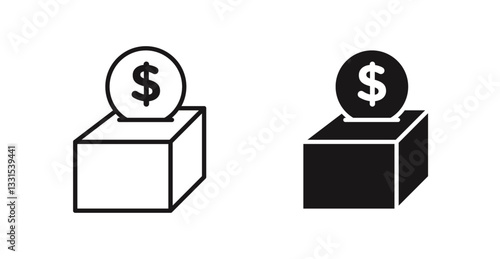 Donate vector icon set in black color.