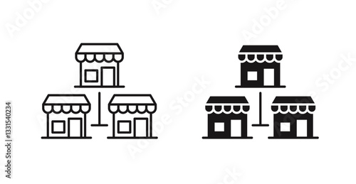 Franchise vector icon set in black color.
