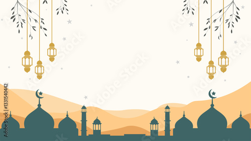 Ramadan kareem template background minimalist and islamic style eid mubarak