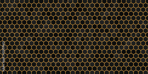 Hexagonal pattern vector with a dynamic gradient effect, a globally versatile design element.  This geometric arrangement, transitioning from warm gold to deep red, creates a visually engaging texture