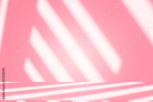 Wall interior background, studio and backdrops show products.with shadow from window color pink background for text insertion and presentation interior decoration	