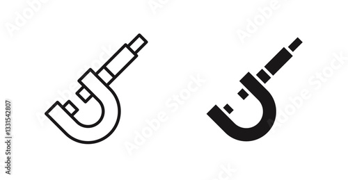 Micrometer vector icon set in black color.