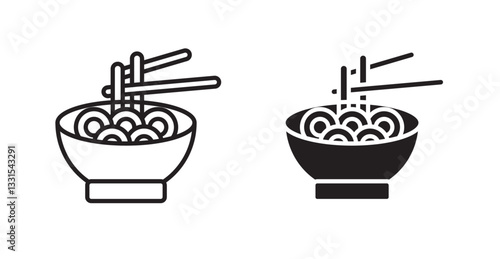 Noodles vector icon set in black color.