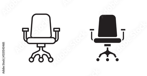 Office chair vector icon set in black color.