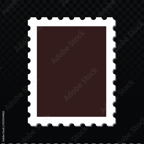 Classic stamp vector, an internationally recognized symbol of postage and communication. This timeless design, featuring iconic perforated edges and a versatile brown center, offers a blank canvas for