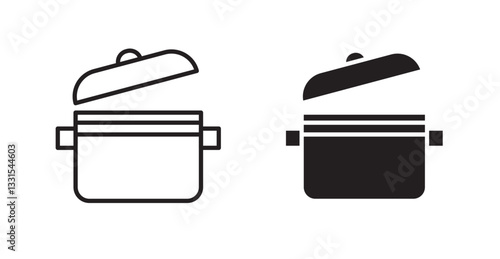 Pot vector icon set in black color.