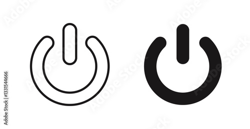 Power vector icon set in black color.