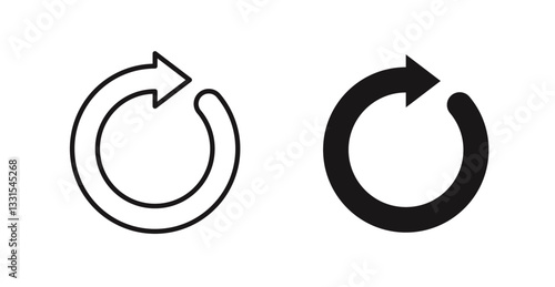 Rotate right vector icon set in black color.