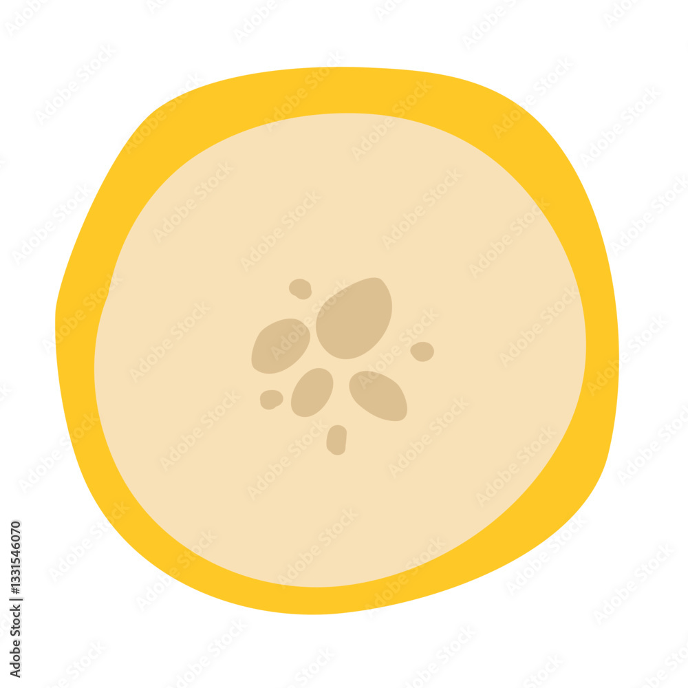 Fototapeta premium Slice of banana. Vector flat design. Isolated icon. Illustration on white background.