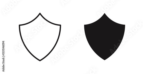 Shield vector icon set in black color.