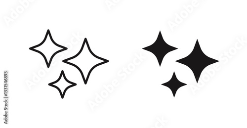 Sparkles vector icon set in black color.