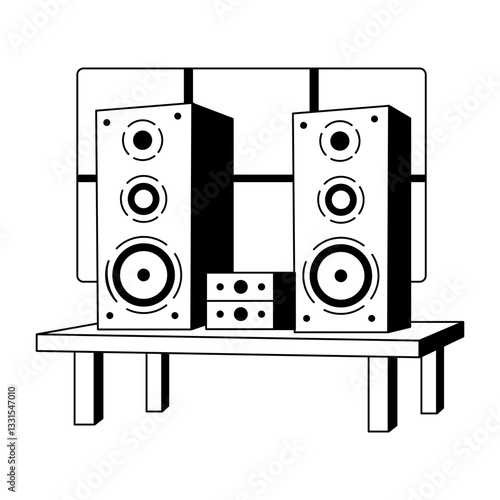 A glyph illustration depicting stereo system