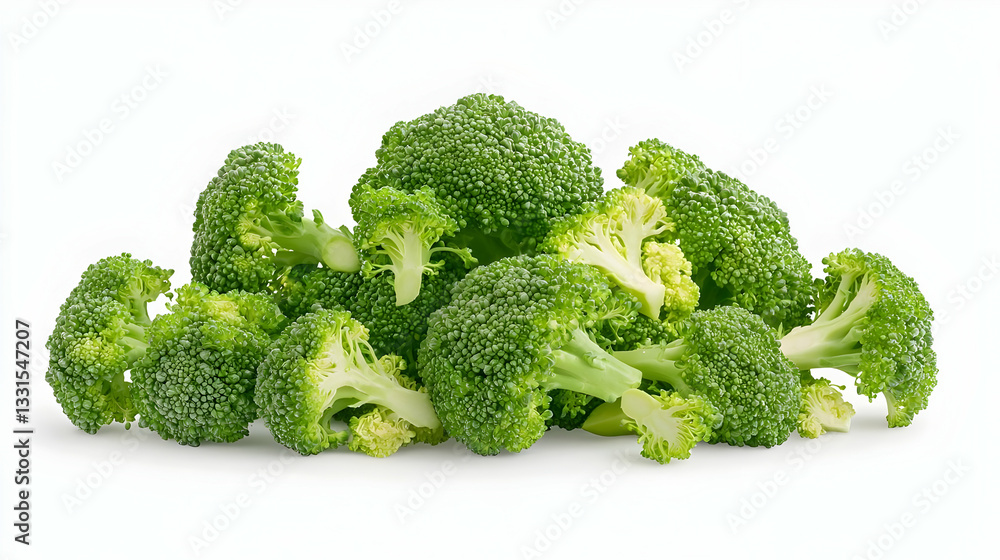 Fresh Broccoli Bunch Isolated on White Background for Healthy Eating Fresh Broccoli Bunch Isolated on White Background for Healthy Eating