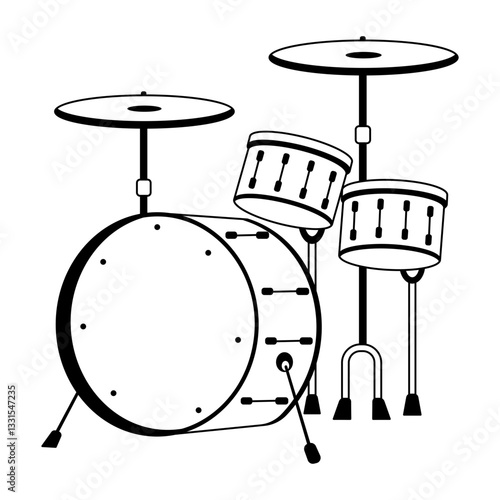 Glyph style illustration of acoustic drum set