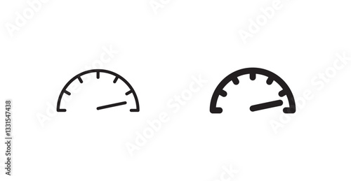 Tachometer vector icon set in black color.