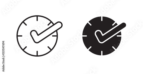 Time check vector icon set in black color.