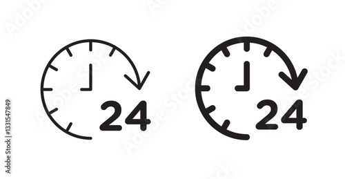 Time twenty four vector icon set in black color.