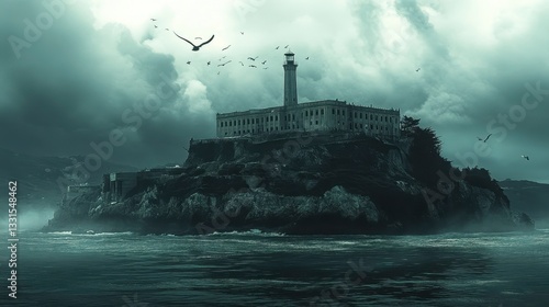 Wallpaper Mural Mysterious seascape of alcatraz island dark atmosphere photography coastal view haunting concept Torontodigital.ca