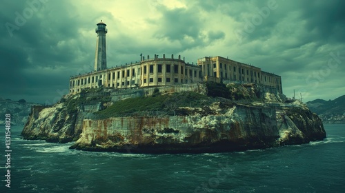 Wallpaper Mural Exploring historic alcatraz island a haunting landmark on san francisco bay photography moody atmosphere aerial view Torontodigital.ca