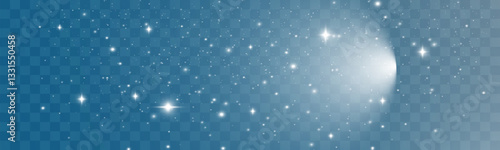 Bright glowing sparkles on a transparent background, resembling a starry or glittering effect