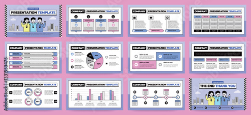 Modern presentation slide templates. Infographic elements template set for web, print, annual report brochure, business flyer leaflet marketing and advertising template. Vector Illustration.