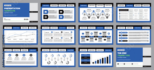 Modern presentation slide templates. Infographic elements template set for web, print, annual report brochure, business flyer leaflet marketing and advertising template. Vector Illustration.