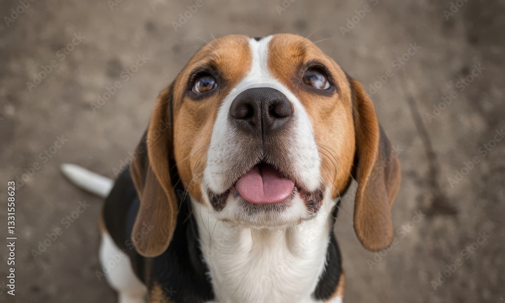 Portrait of an Adorable Beagle Dog with an innocent gaze looking up Portrait of an Adorable Beagle Dog with an innocent gaze looking up