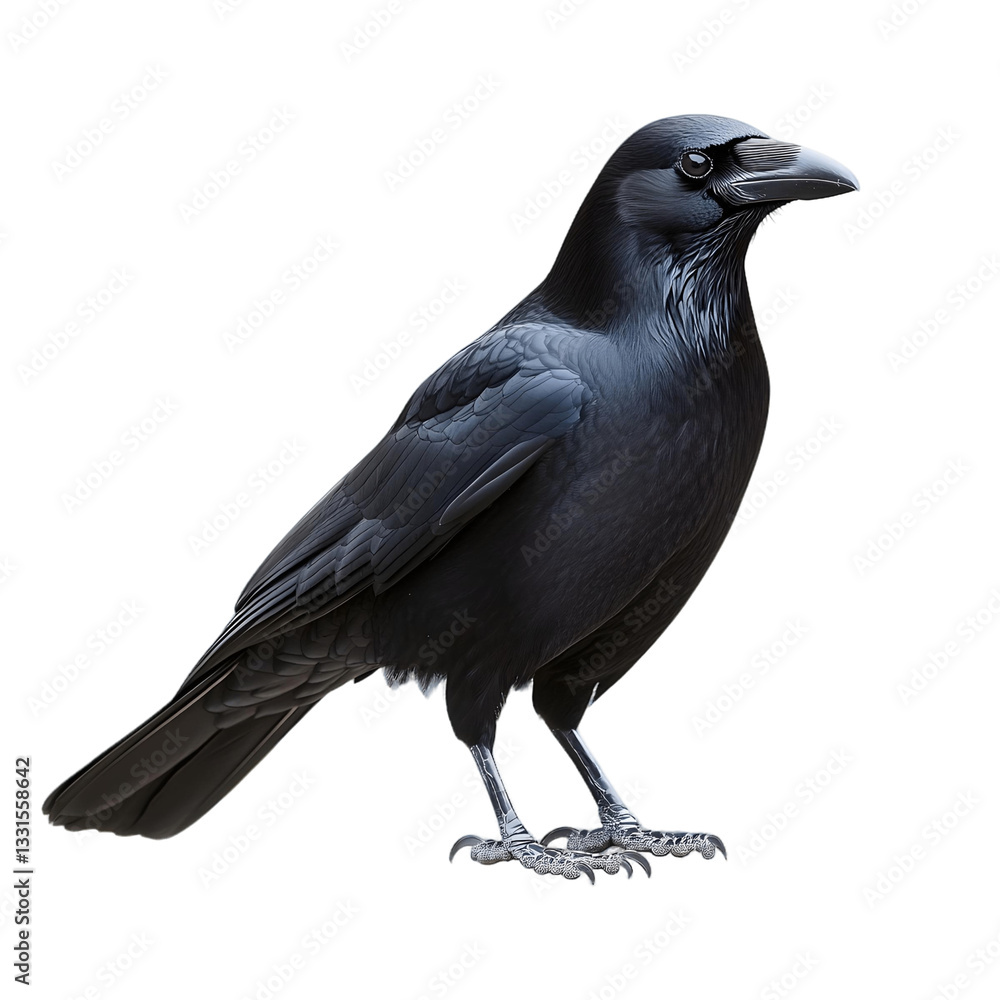 Obraz premium Mystical black crow isolated against a blank space