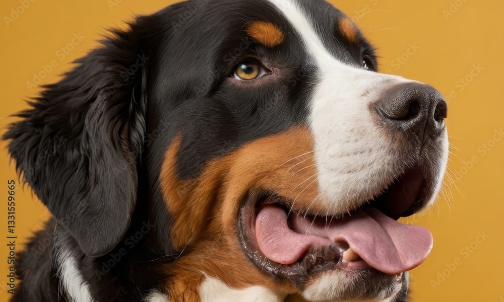 Close-up portrait of a majestic Bernese Mountain Dog showcasing its beauty Close-up portrait of a majestic Bernese Mountain Dog showcasing its beauty