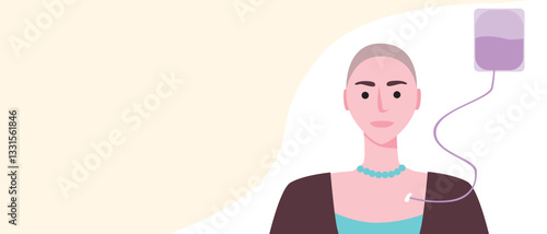 Cancer patients silhouettes and cancer ribbon, silhouette vector stock illustration with unidentifiable people together as a template with space for text or copy space