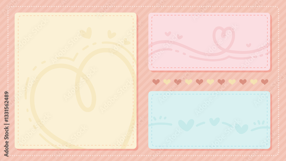 Cute heart-shaped cartoon photo frames for notes, diary and templates. Cute heart-shaped cartoon photo frames for notes, diary and templates.