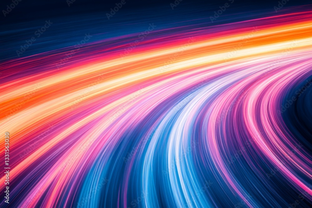 Obraz premium Flowing colors create a vibrant abstract pattern of light trails in a night scene showcasing technological movement