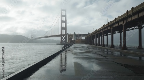 Golden gate bridge reflection san francisco landscape photography rainy weather wide angle serenity
