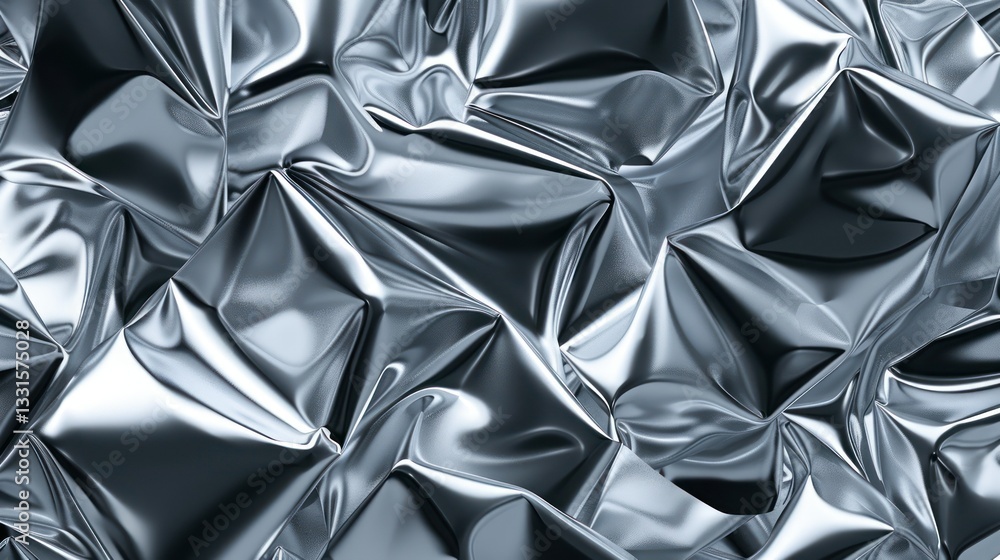 Metallic Fabric Texture: A close-up view showcases the intricate details of a metallic fabric texture, with light reflecting off the many folds and creases. Metallic Fabric Texture: A close-up view showcases the intricate details of a metallic fabric texture, with light reflecting off the many folds and creases.