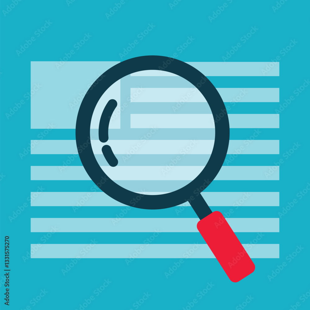 Search documents icon, Magnifying glass and page sign in flat style.Magnifying glass icon, search documents sign. Search documents icon, Magnifying glass and page sign in flat style.Magnifying glass icon, search documents sign.