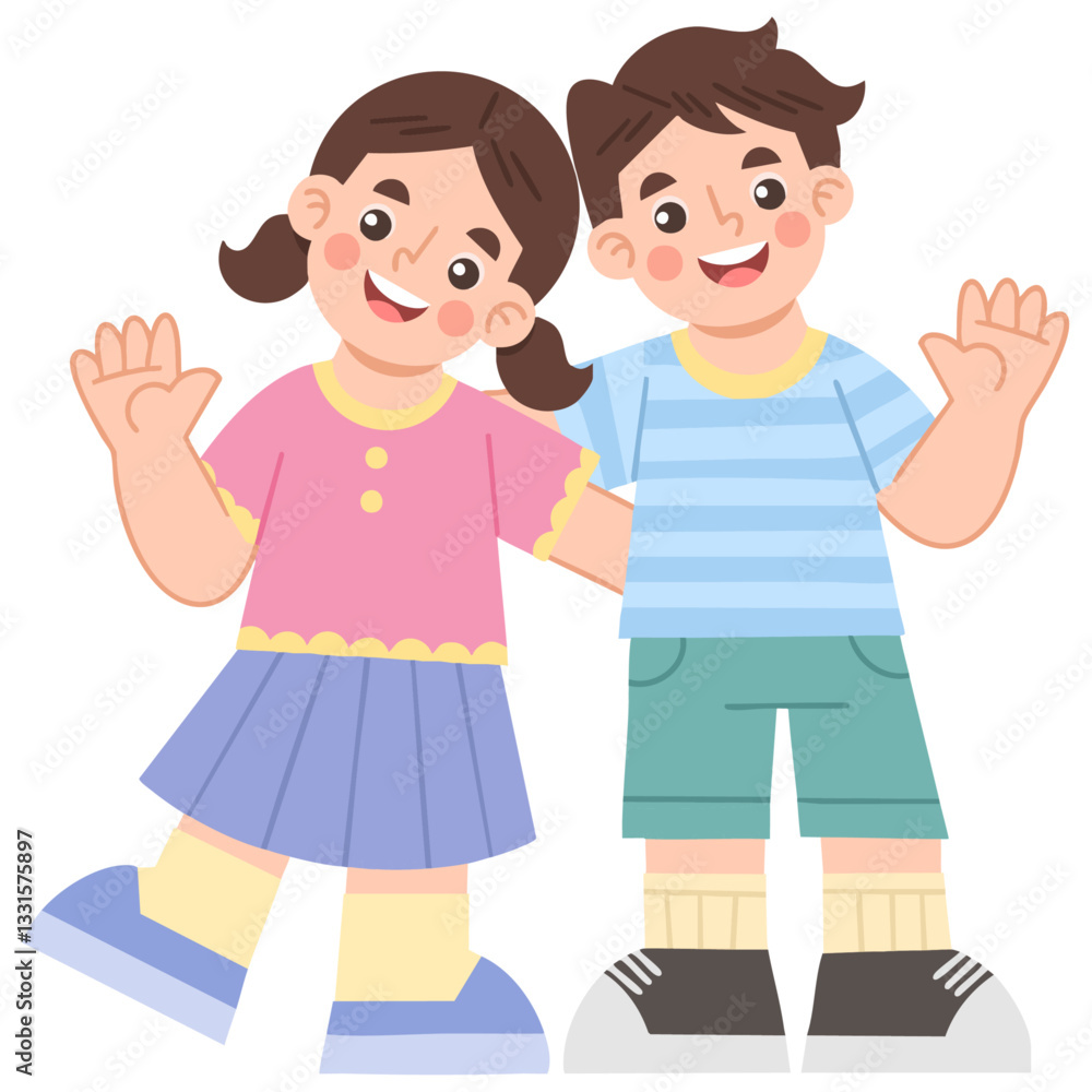 Illustration of cheerful friendship of children Illustration of cheerful friendship of children