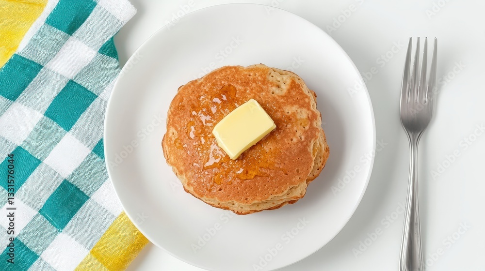 Delicious Stack of Golden Brown Pancakes with Butter on Top Delicious Stack of Golden Brown Pancakes with Butter on Top
