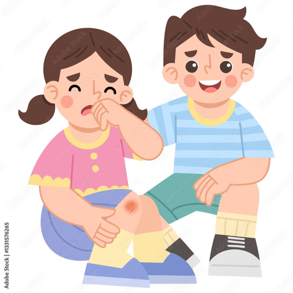 Illustration of Children Supporting Each Other After a Fall Illustration of Children Supporting Each Other After a Fall