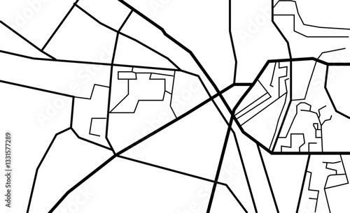 street map of the city, seamless map pattern of the road. Vector illustration. Urban map drawing with intersecting lines representing roads and buildings in a city layout