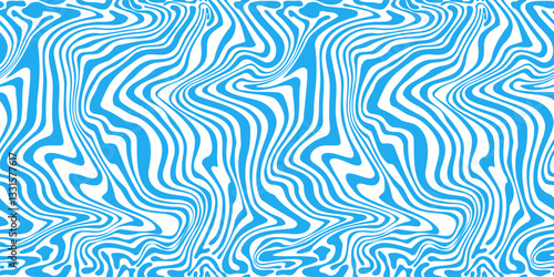 Blue wavy lines groovy abstract background. Trendy psychedelic summer retro style backdrop. Water Waves, swirl and twirl pattern. Y2k aesthetic design.